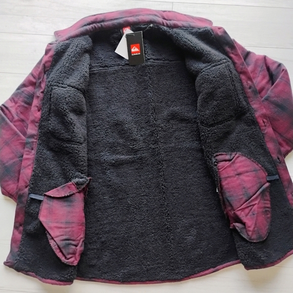 QUIKSILVER NEW Gideon Cold Days Sherpa Lined Flannel Shirt Jacket - Picture 7 of 12